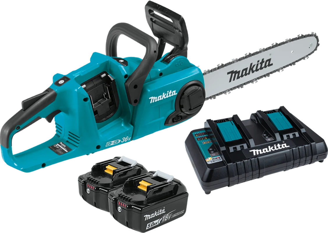 36V (18V X2) LXT? Brushless 14" Chain Saw Kit (5.0Ah), Makita-built Outer Rotor, XCU03PT