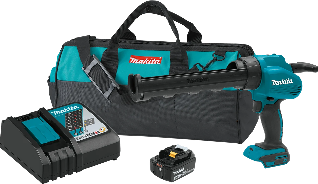 18V LXT? Lithium-Ion Cordless 10 oz. Caulk and Adhesive Gun Kit (5.0Ah), Makita-built motor, XGC01T1