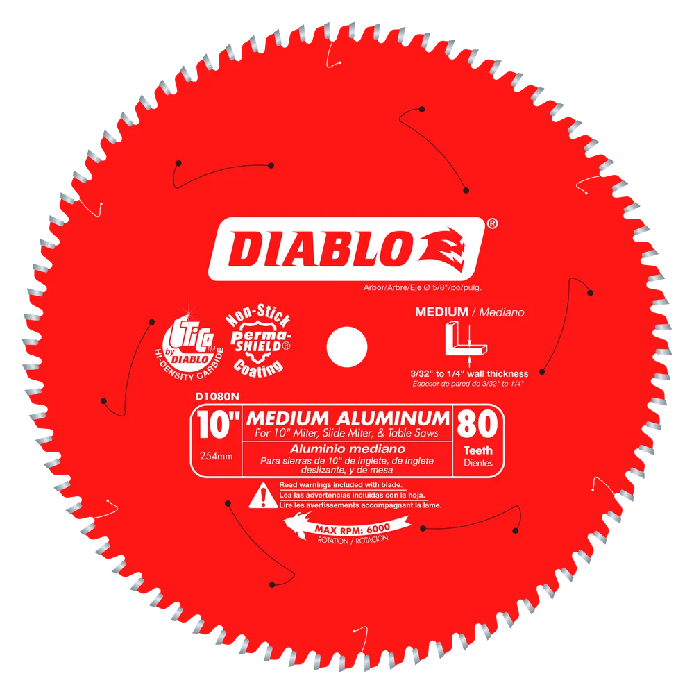10 in. x 80 Tooth Medium Aluminum Saw Blade - 4 per Order