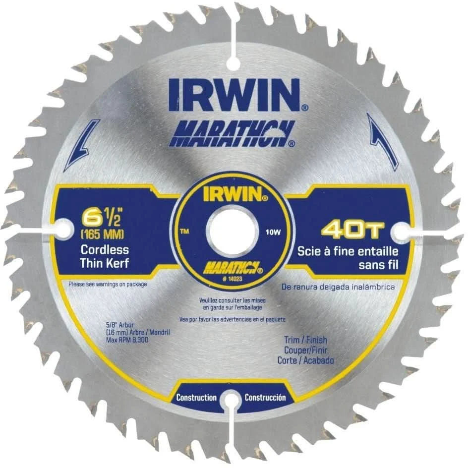 Irwin 14023 Marathon Cordless Circular Saw Blade 6-1/2-in. 40T