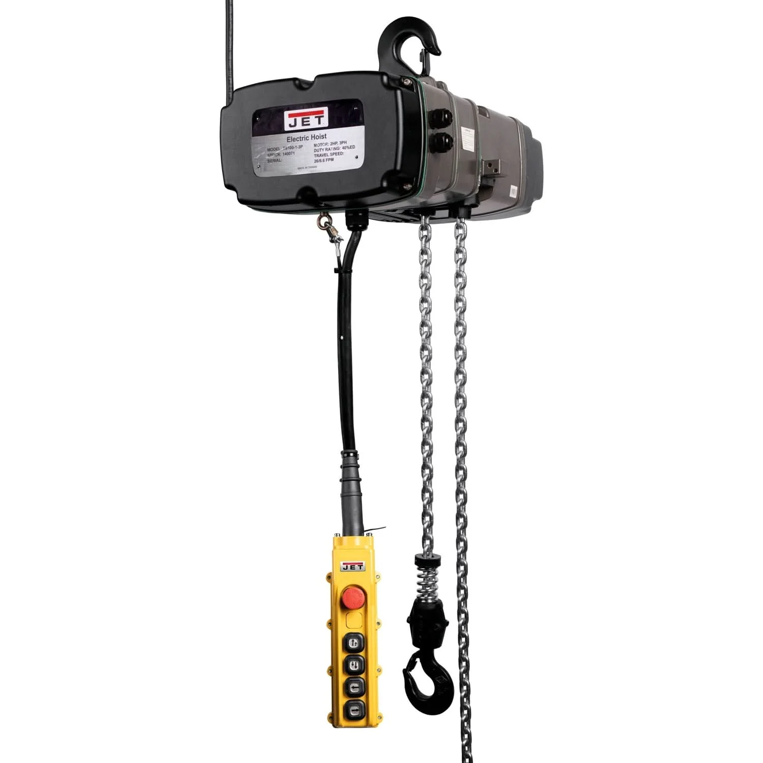 JET 140233 TS050-230-010,1/2-Ton Two Speed Electric Chain Hoist 3-Phase 10-Foot Lift