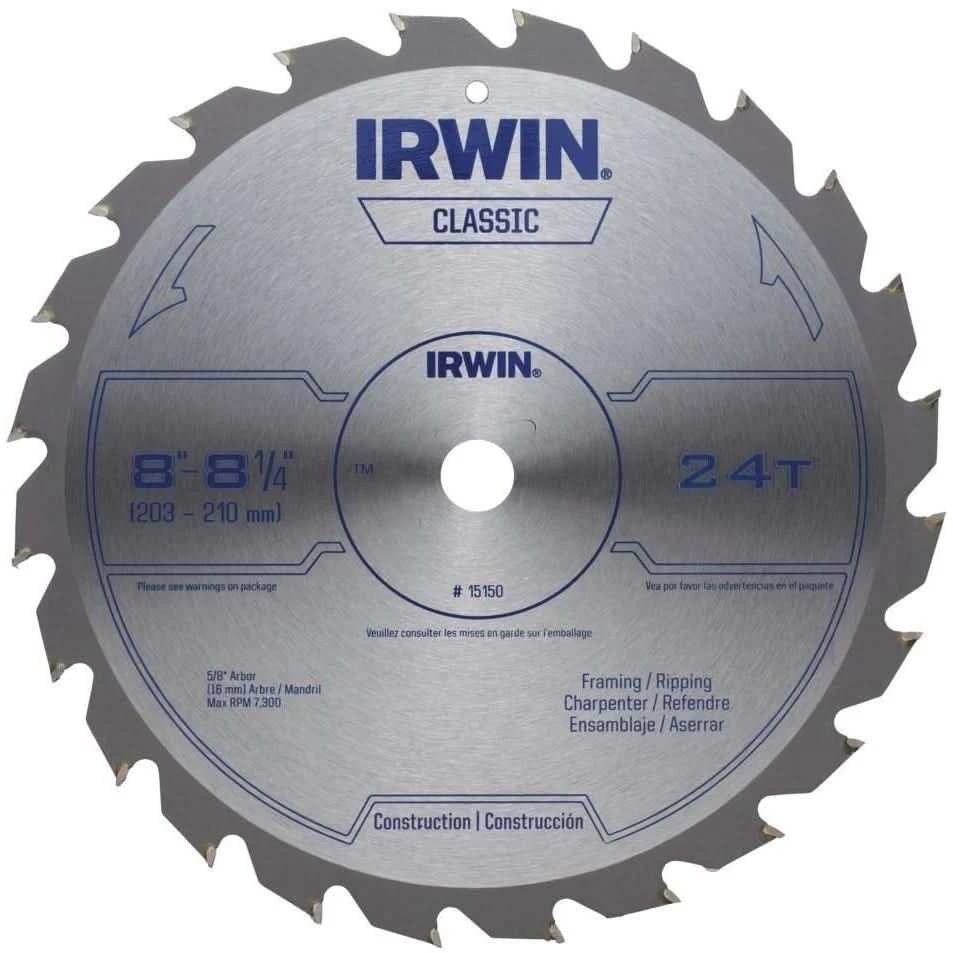 Irwin 15150 Classic Series Circular Saw Blades 8-1/4-in. 24T