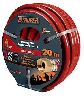 Truper 4-Ply Extra-Reinforced Hoses w/ Metal Couplings, 65 Ft 5/8" Reinforced 4