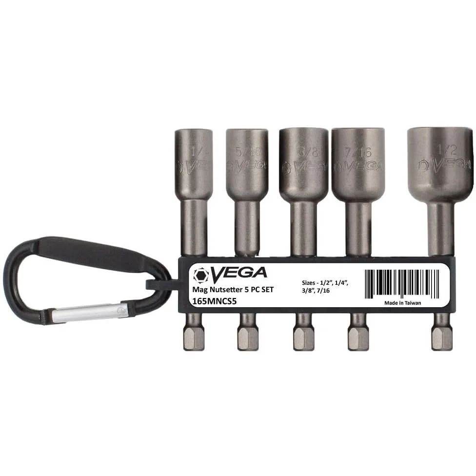 Vega 165MNCS5 Carabiner 5-Piece Magnetic Nutsetter Set