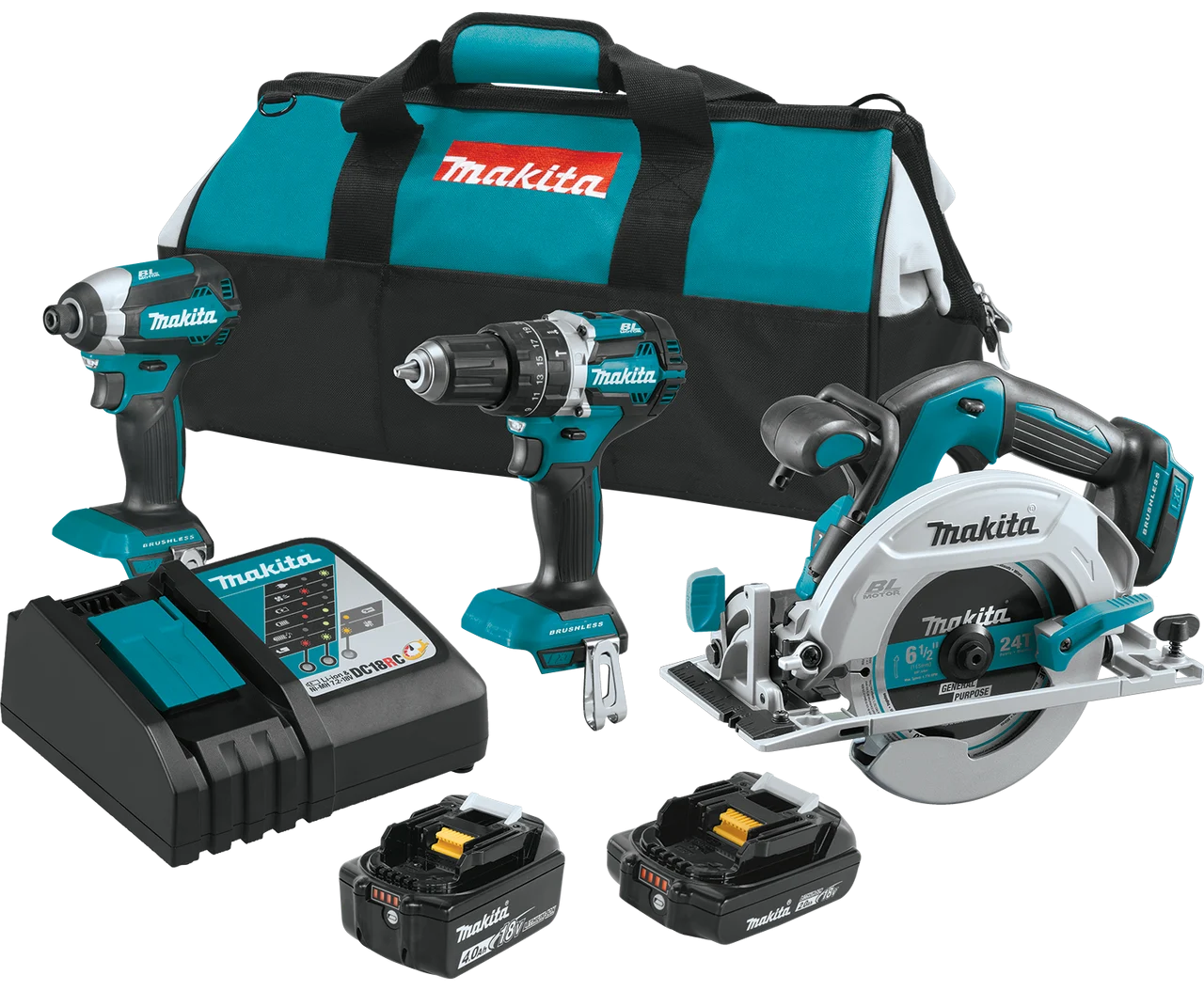 18V LXT? Lithium-Ion Brushless Cordless 3-Pc. Combo Kit (4.0Ah) (2.0Ah), XT333X1
