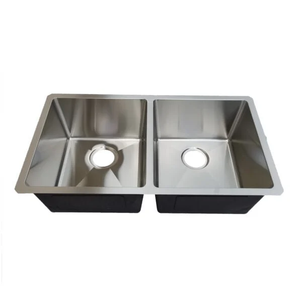 18g Micro Radius 50/50 Double Bowl Undermount Stainless Steel Kitchen Sink