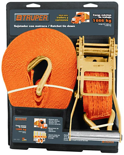 Truper Ratchet Tie Down Straps, 6610 Lbs Max. Load Ratchet Straps #19286