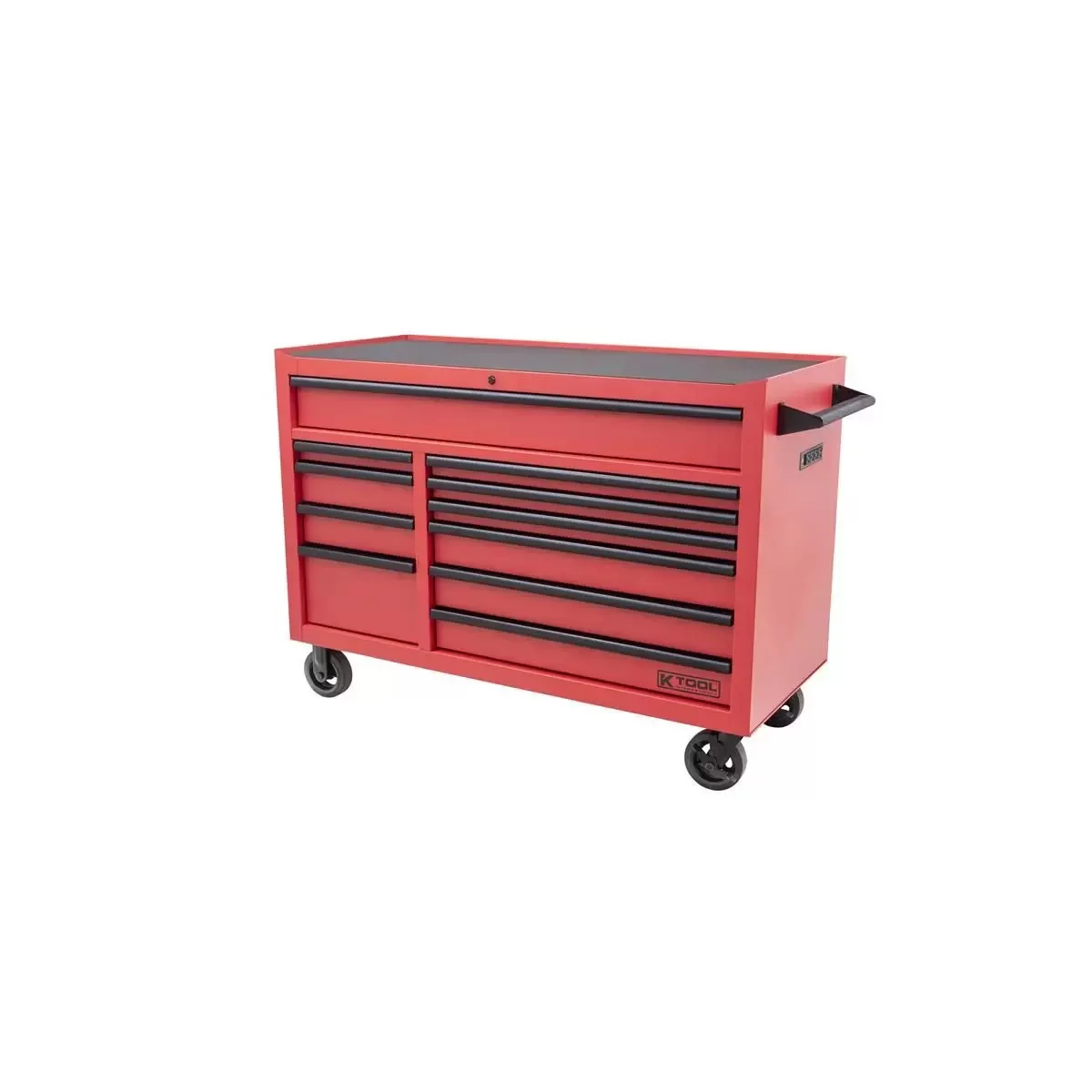 K Tool International 55" Premium 11 Drawer Double Bay 1,200 lb. Tool Box Matte Red