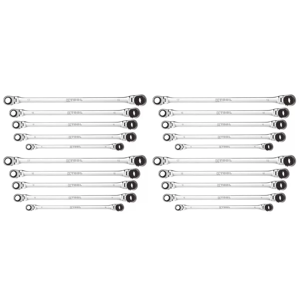 K Tool International 4 Sets of 5 Pc. Metric Double Box Univ Spline 90 Tooth