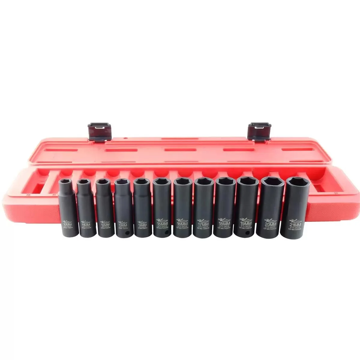 K Tool International 12 Piece Metric Impact Socket Set 1/2" Drive - Deep