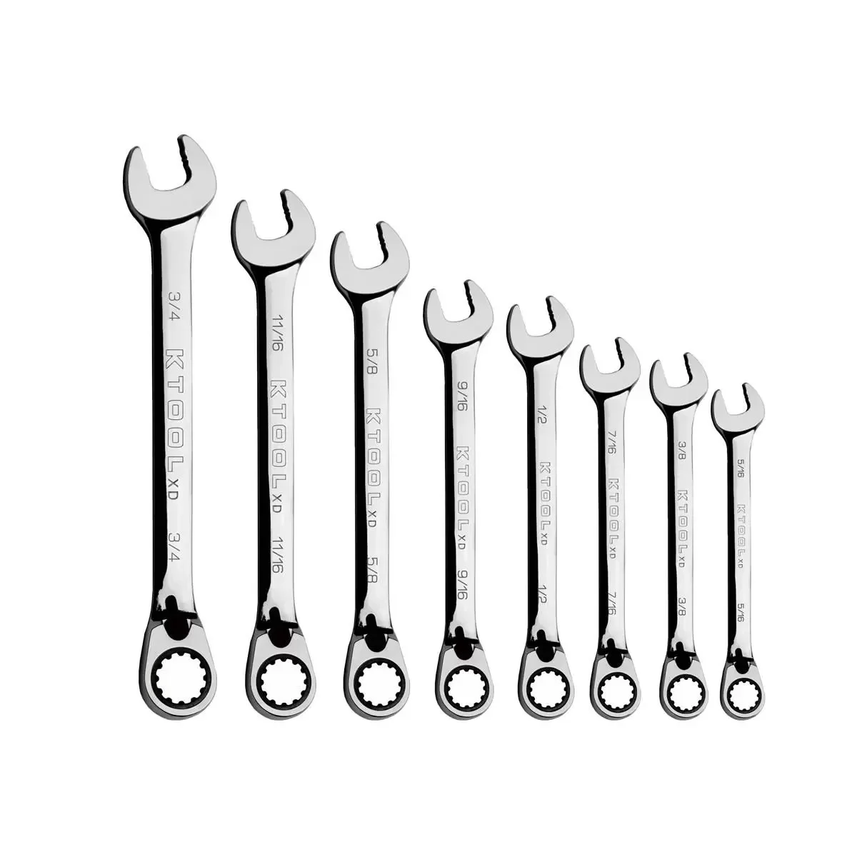 K Tool International 8pc SAE 120 Tooth Reversible Combination wrench Set 5/16"-3/4"