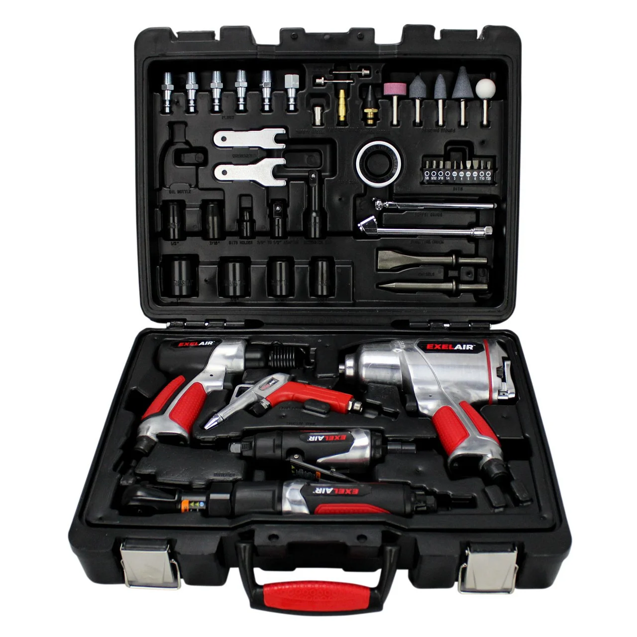 Milton? EXELAIR? 50-Pc. Pro Air Tool Accessory Kit, Impact Wrench, Air Ratchet, Die Grinder, Blow Gun, Air Hammer, Dual Air Chuck, Tire Gauge w/ Accessories