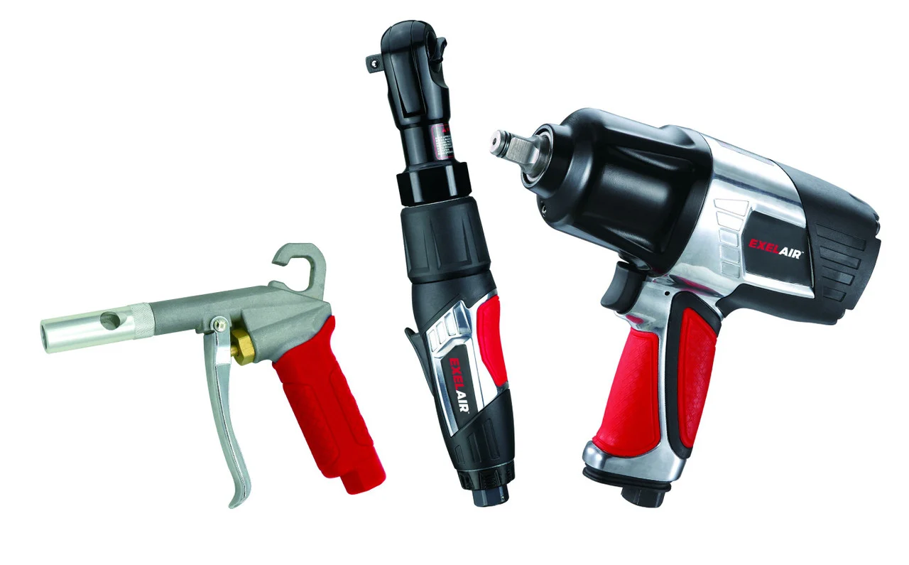 Milton? EXELAIR? (3-Piece Professional Air Tool Kit) - Impact Wrench, Air Ratchet, and High-Flow Blow Gun