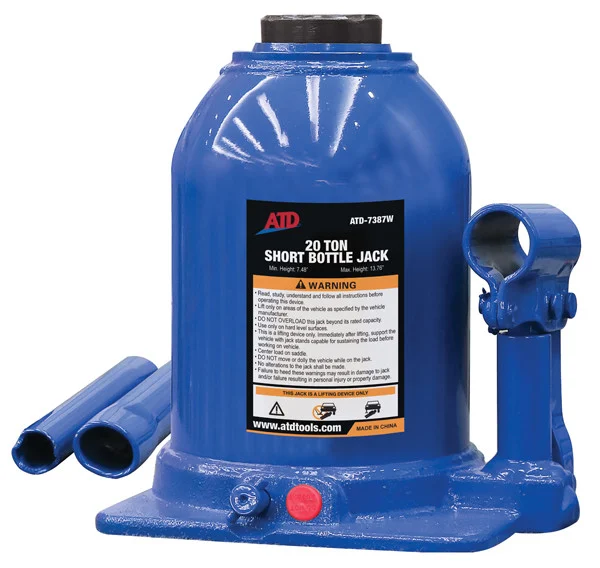 ATD Tools 20-Ton Heavy-Duty Hydraulic Side Pump Bottle Jack (Shorty Version)