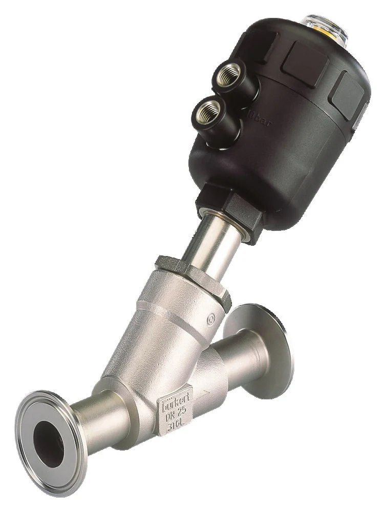 Clamp DN 20 Double-Acting Pneumatic 2-Way Angle Seat Valve Stainless Steel - 2000 - 300880
