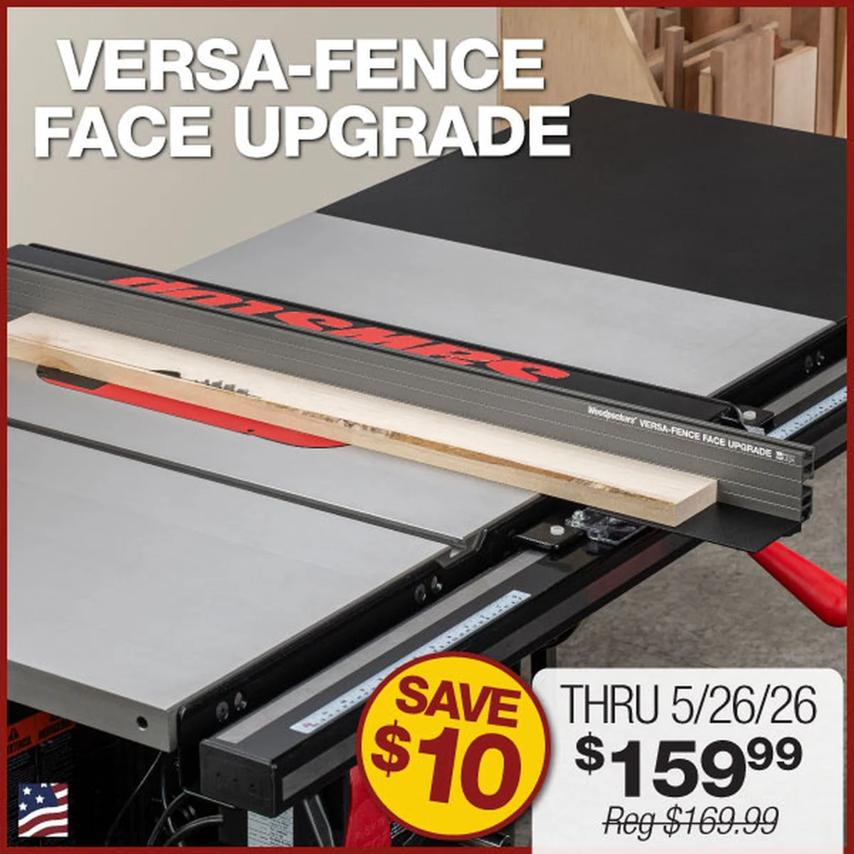 Woodpeckers Versa-Fence 48-in. Fence Face Upgrade for SawStop Table Saws (VFFU-PCS48)
