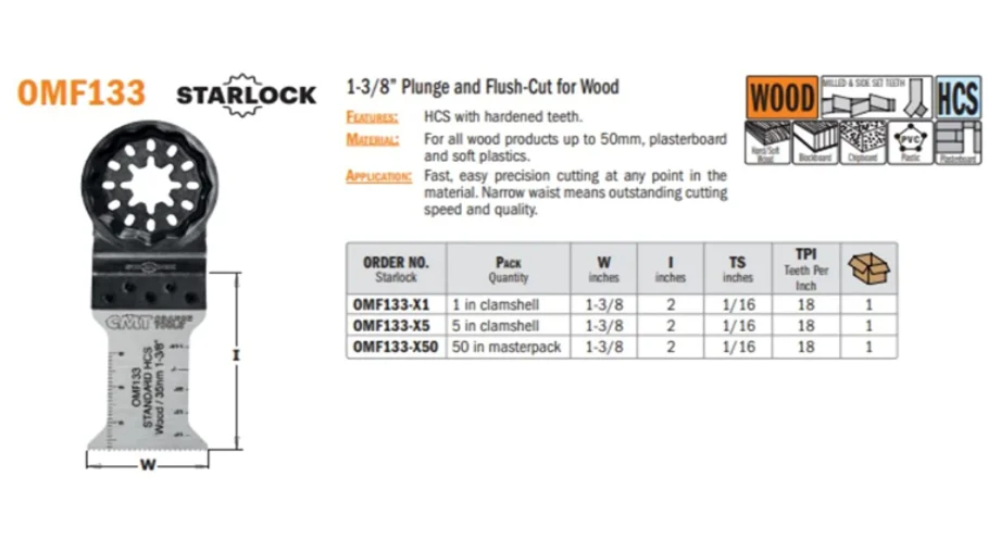 CMT OMF133-X5,35mm (1-3/8") Plunge and Flush-Cut for Wood,5 Piece Pack