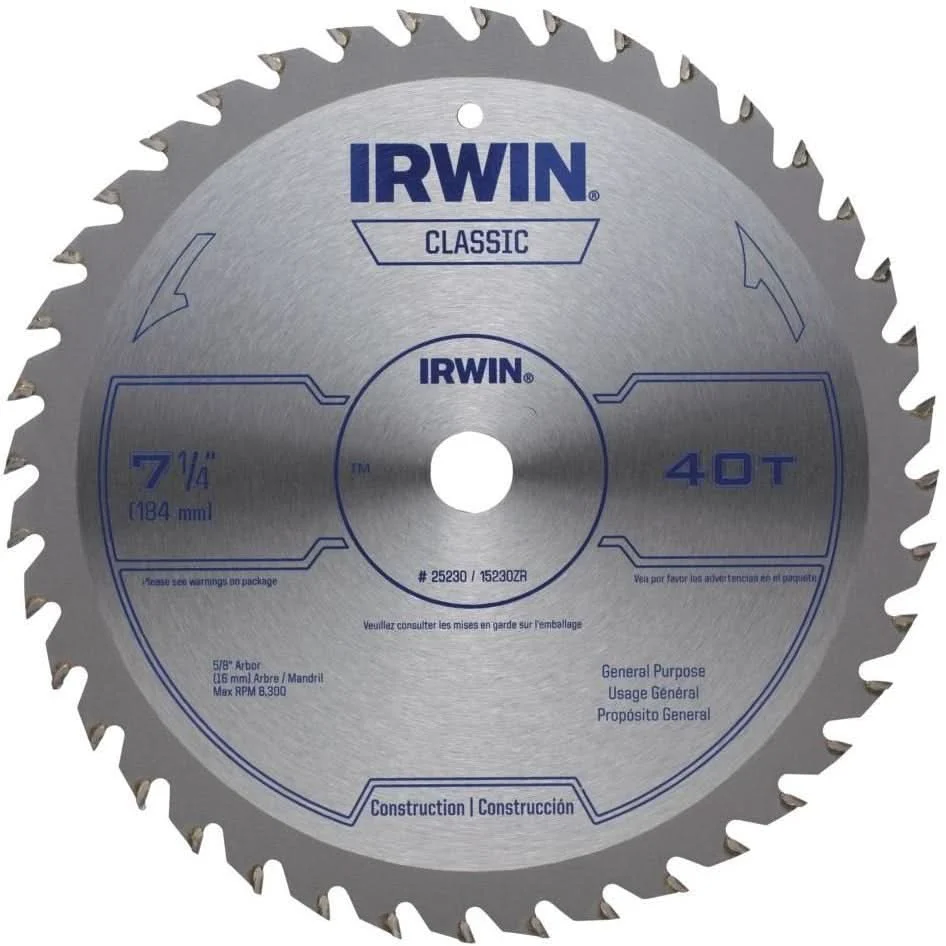 Irwin 25230 Classic Series Circular Saw Blades 7-1/4-in. 40T