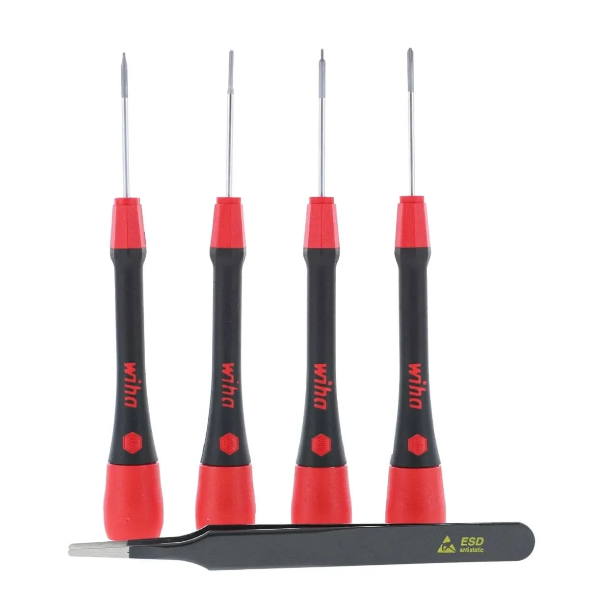 Wiha 26196 5-Piece PicoFinish Precision Screwdriver & Tweezers Smartphone Technician Set