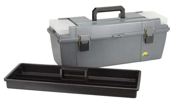 26"W Gray Portable Tool Box, Plastic