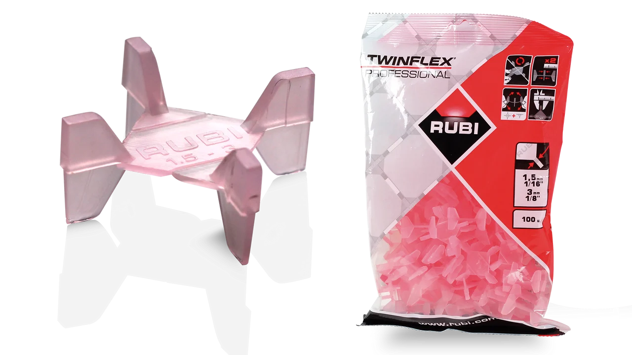 Rubi Diamond Leave-in Plastic TWINFLEX TILE SPACERS 1/16" - 1/8" (Bag-100) Disco
