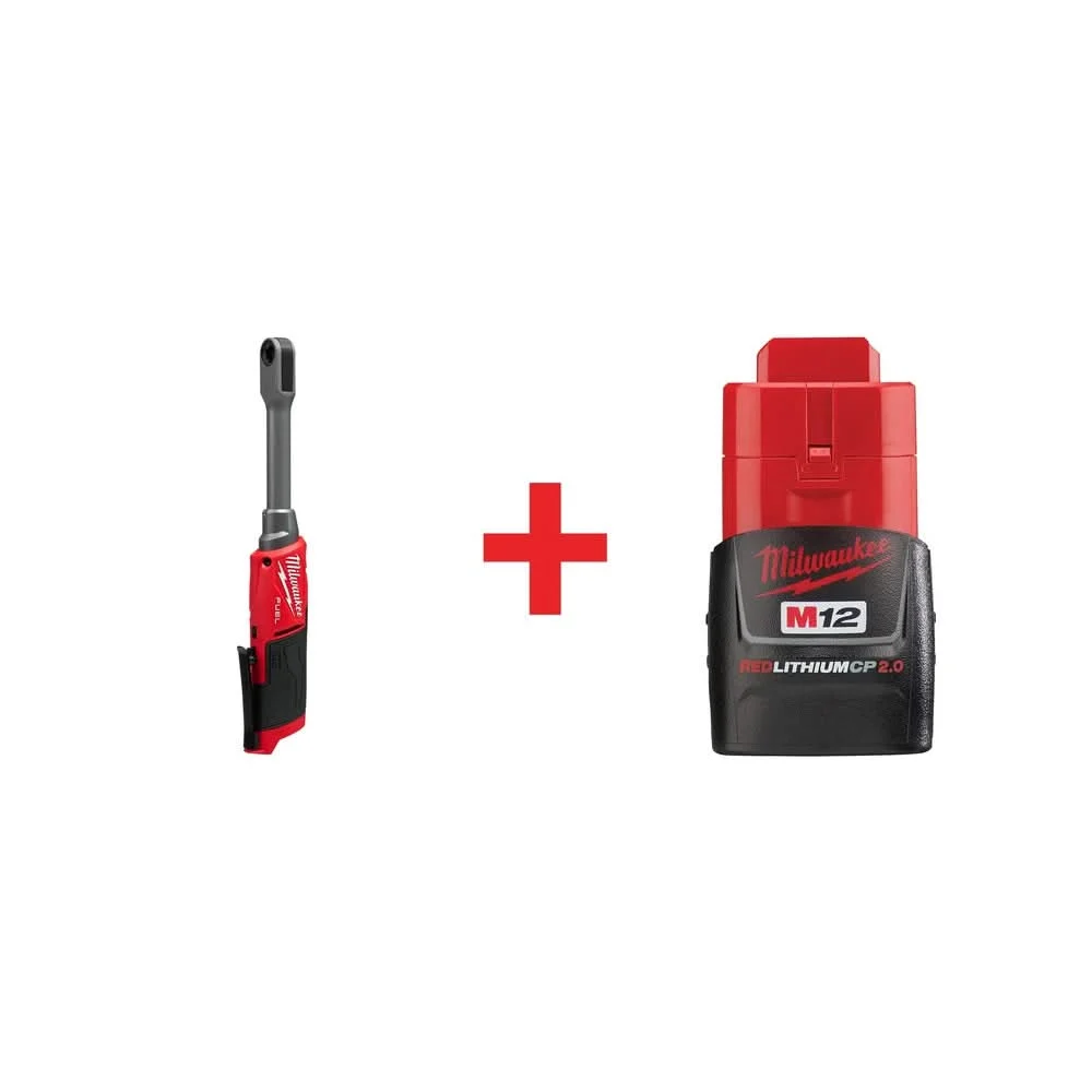 Milwaukee M12 FUEL INSIDER Extended Reach Box Ratchet with M12 REDLITHIUM 2.0Ah Compact Battery Pack