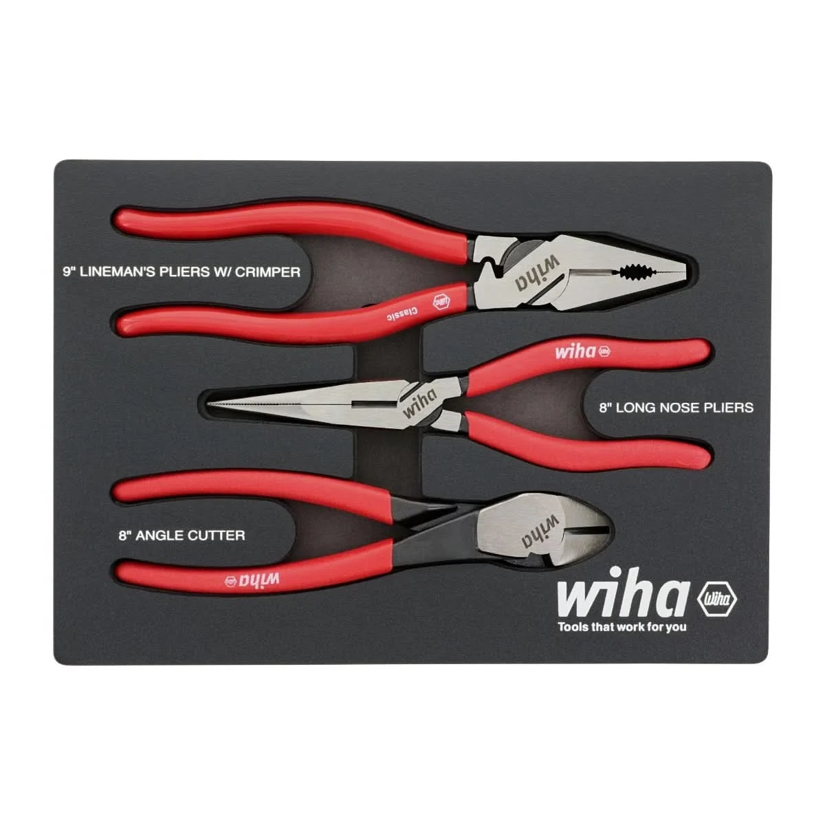 Wiha 34680 3-Piece Classic Grip Pliers & Cutters Set
