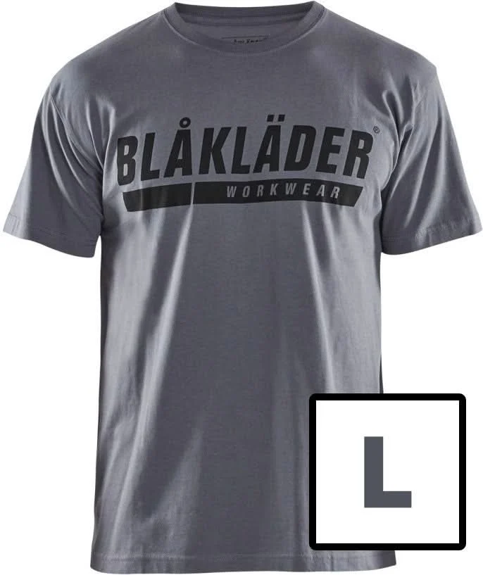 FREE Blaklader 35551042 Short Sleeve T-Shirt with Logo, Gray, L