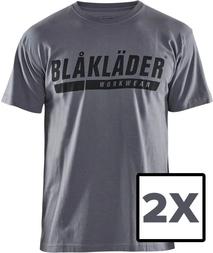 FREE Blaklader 35551042 Short Sleeve T-Shirt with Logo, Gray, 2XL