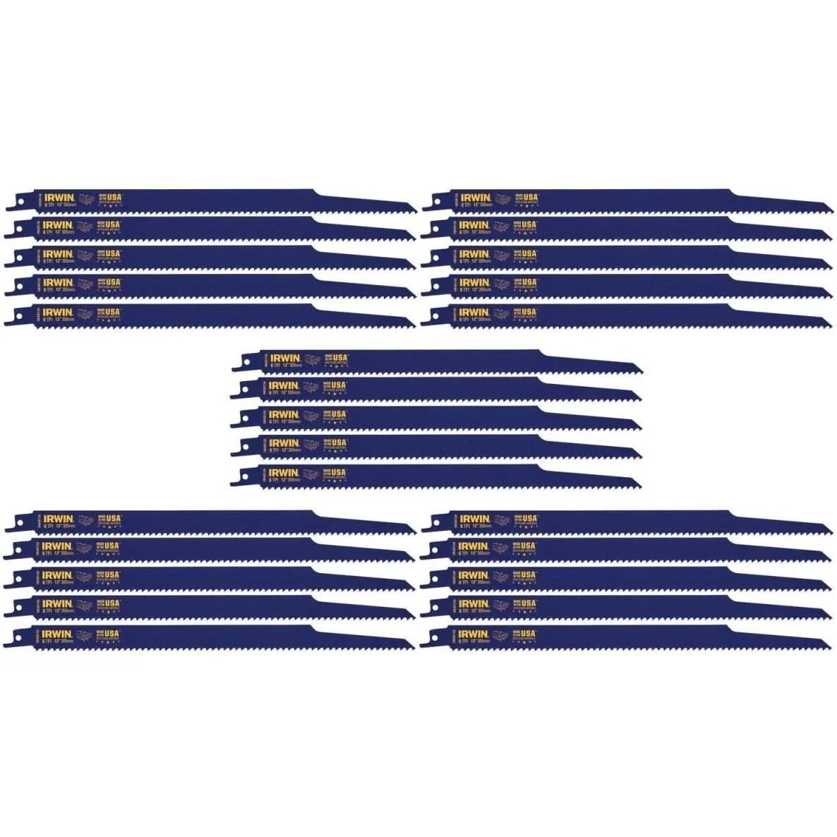 Irwin 372156B Nail Embedded Wood Cutting Reciprocating Blade 12-in. 6 TPI 25 Pack