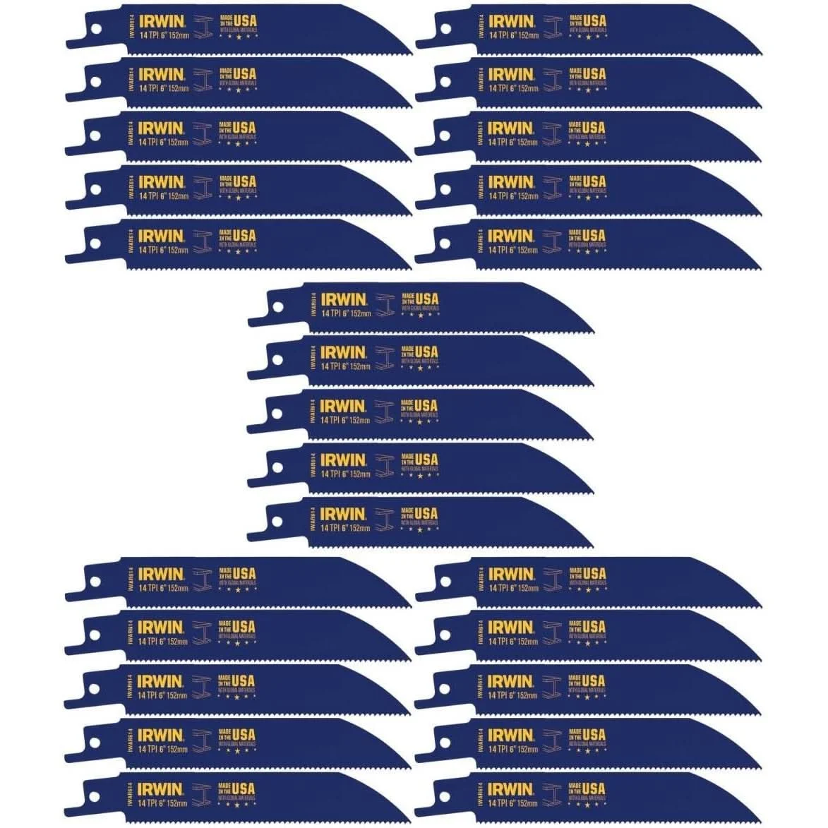 Irwin 372614B Metal Cutting Reciprocating Bi-Metal Blade 6-in. 14 TPI 25 Pack
