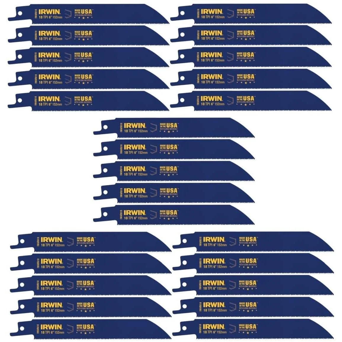 Irwin 372618B Metal Cutting Reciprocating Bi-Metal Blade 6-in. 18 TPI 25 Pack