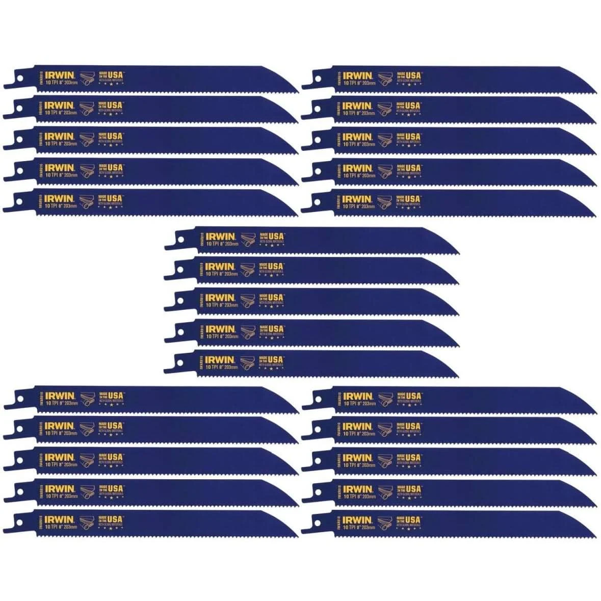 Irwin 372810B Wood & Metal Cutting Reciprocating Saw Blade 8-in. 10 TPI 25 Pack