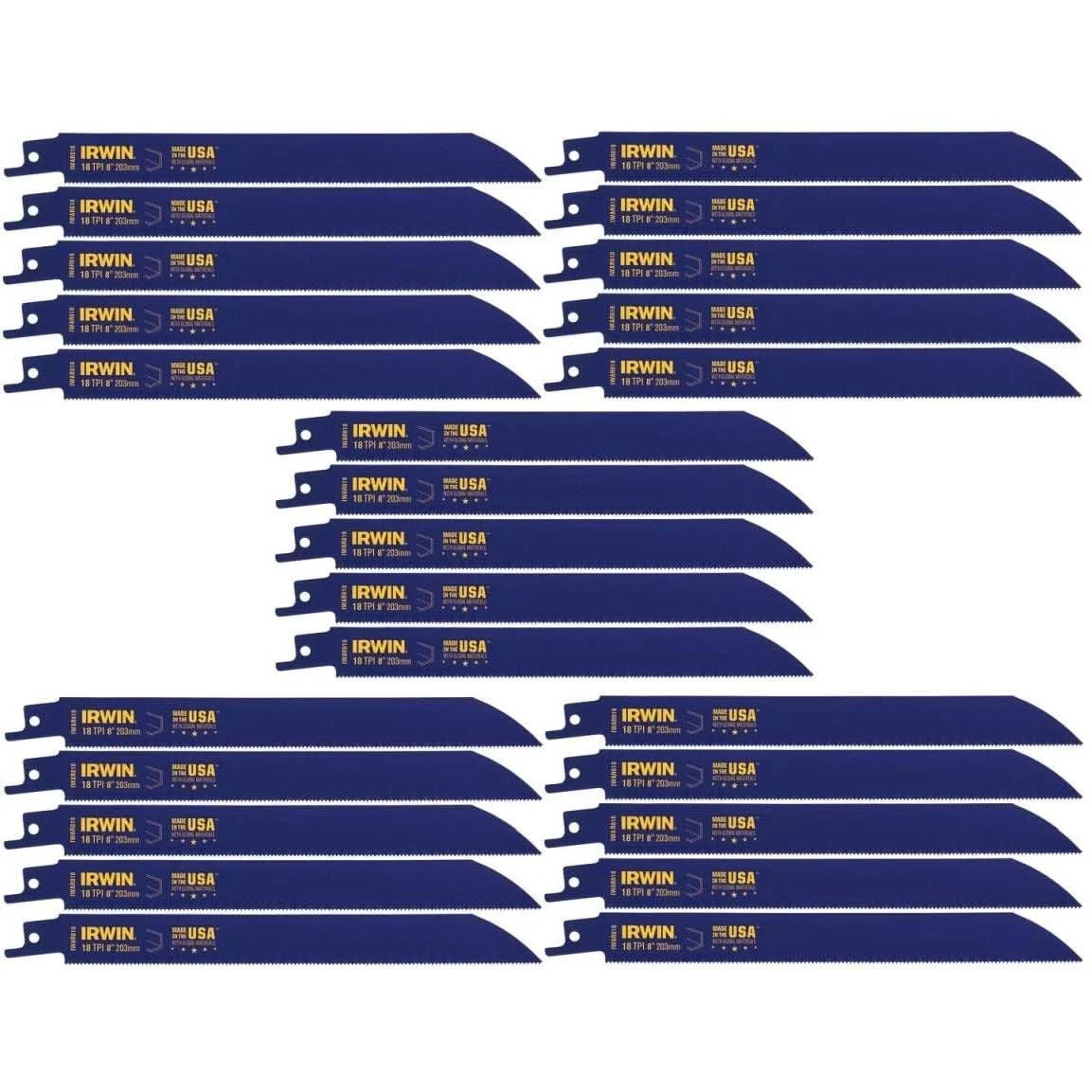 Irwin 372818B Metal Cutting Reciprocating Bi-Metal Blade 8-in. 18 TPI 25 Pack
