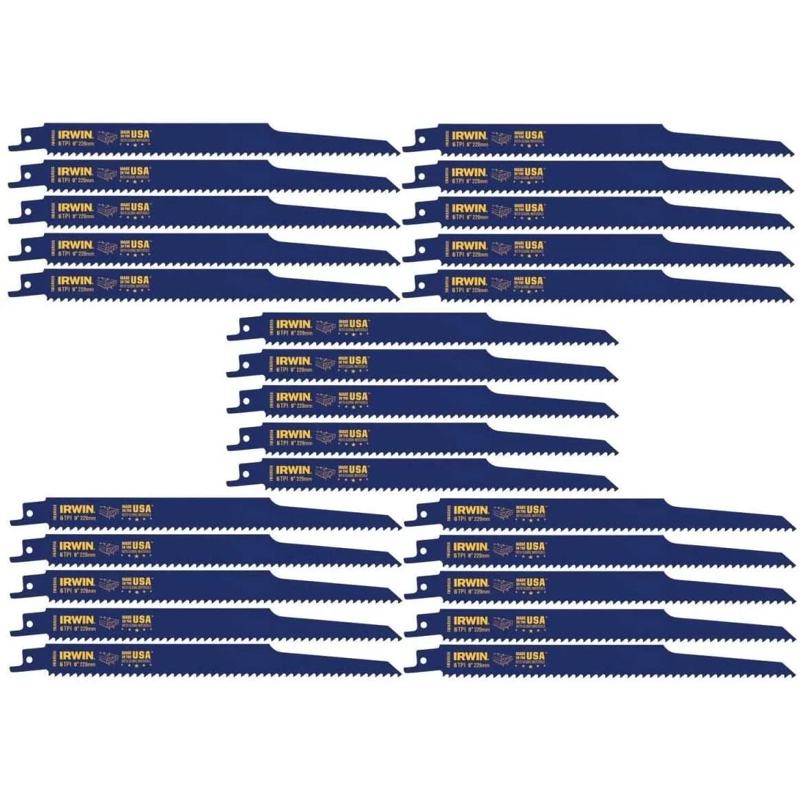 Irwin 372956B Nail Embedded Wood Cutting Reciprocating Blade 9-in. 6 TPI 25 Pack