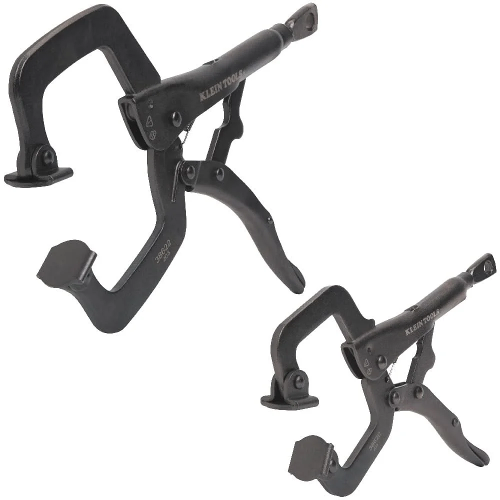 Klein Tools 38662 2-Piece C-Clamp Locking Pliers with Swivel Jaws Set, 6- and 11-Inch
