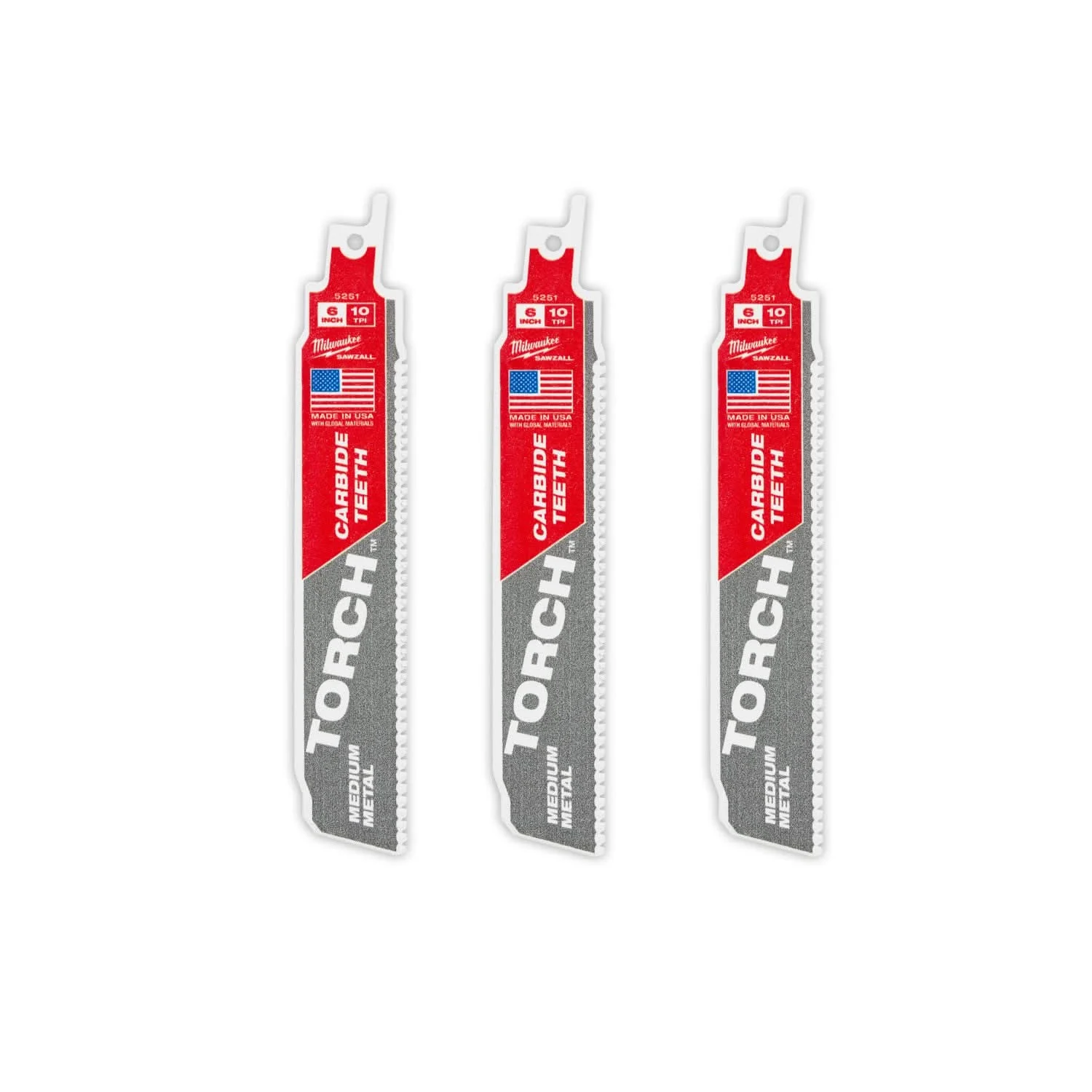 Milwaukee 48-00-5351 6" 10TPI CARBIDE MEDIUM METAL 3PK