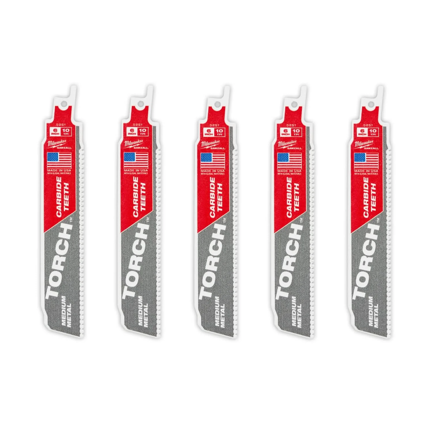 Milwaukee 48-00-5551 6" 10TPI CARBIDE MEDIUM METAL 5PK