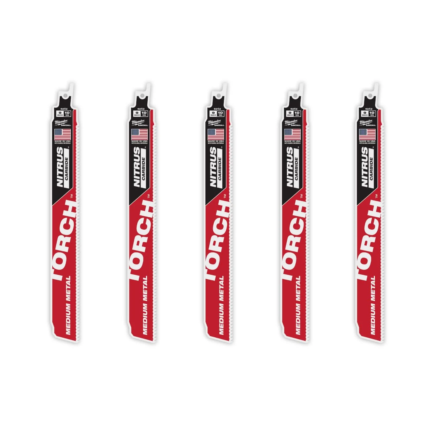 Milwaukee 48-00-6552 9" 10TPI The TORCH with NITRUS Carbide Teeth for Medium Metal 5PK
