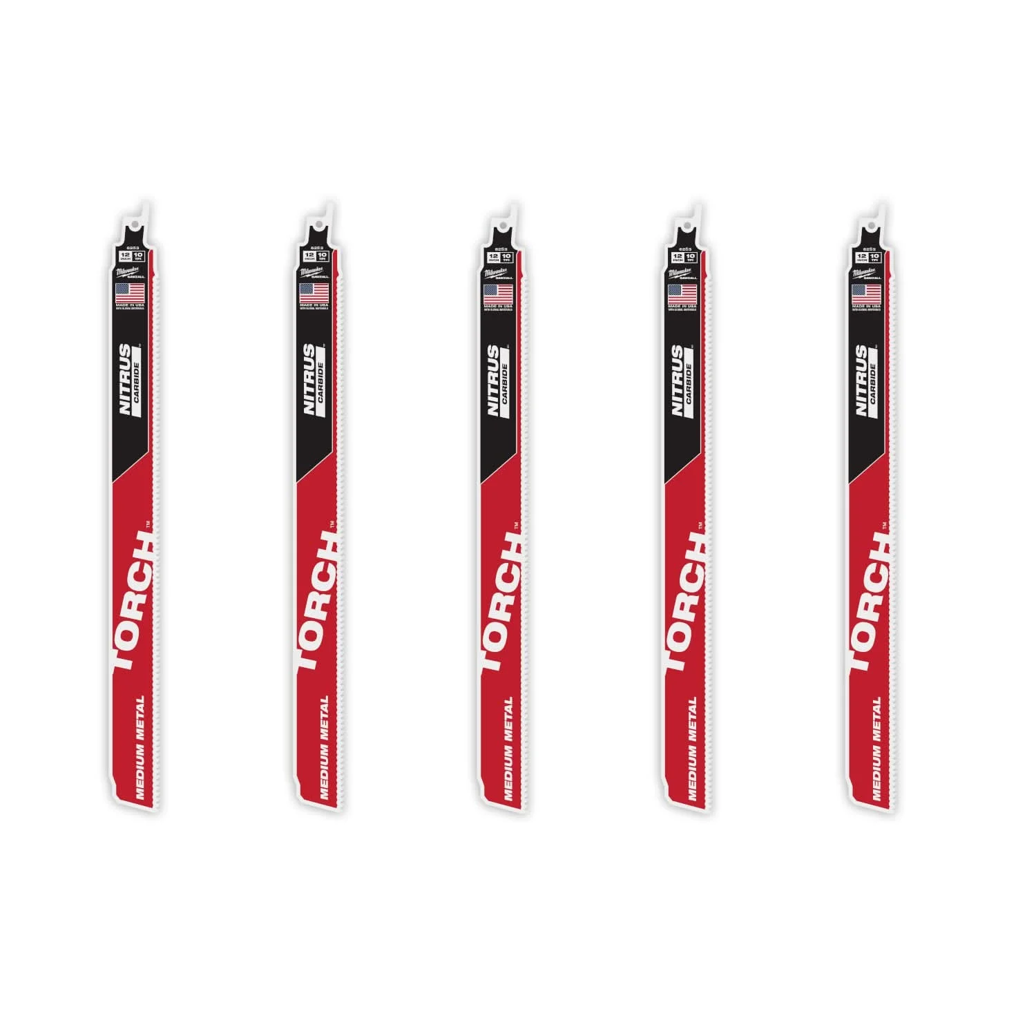 Milwaukee 48-00-6553 12" 10TPI The TORCH with NITRUS Carbide Teeth for Medium Metal 5PK