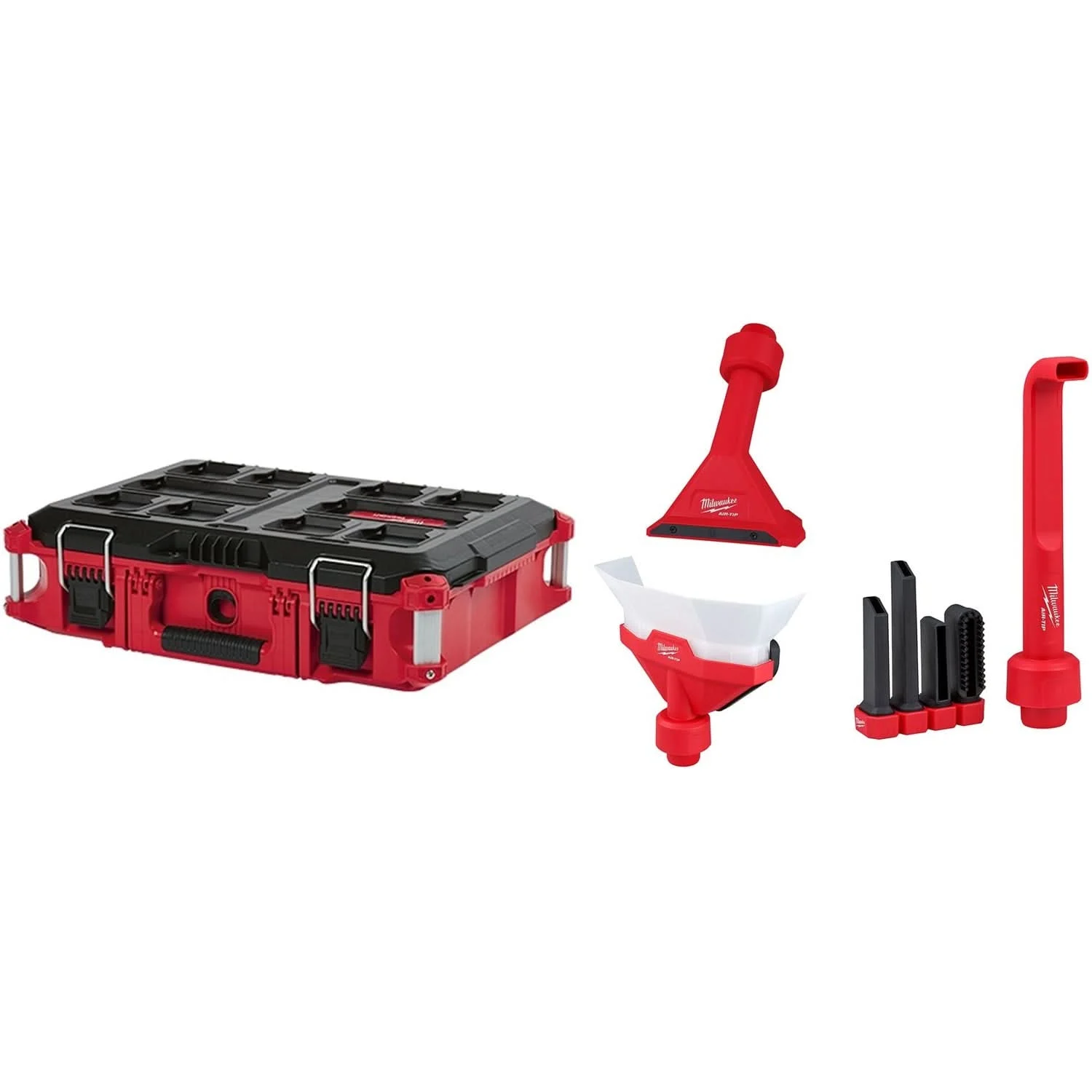 Milwaukee 48-22-8424 PACKOUT Tool Box with AIR-TIP Dust Collector, 4-in-1 Right Angle Cleaning Tool, and Magnetic Utility Nozzle