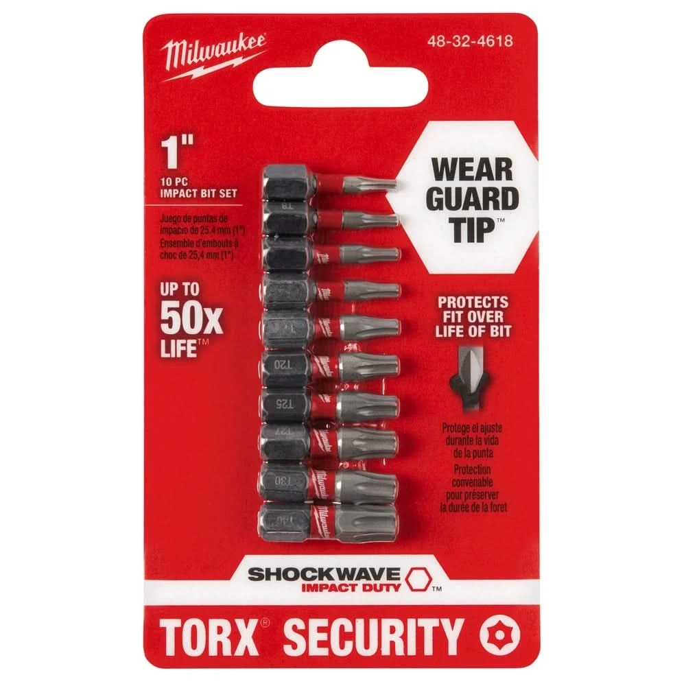 Milwaukee 48-32-4618 10-Piece SHOCKWAVETorx Security Insert Bit Set
