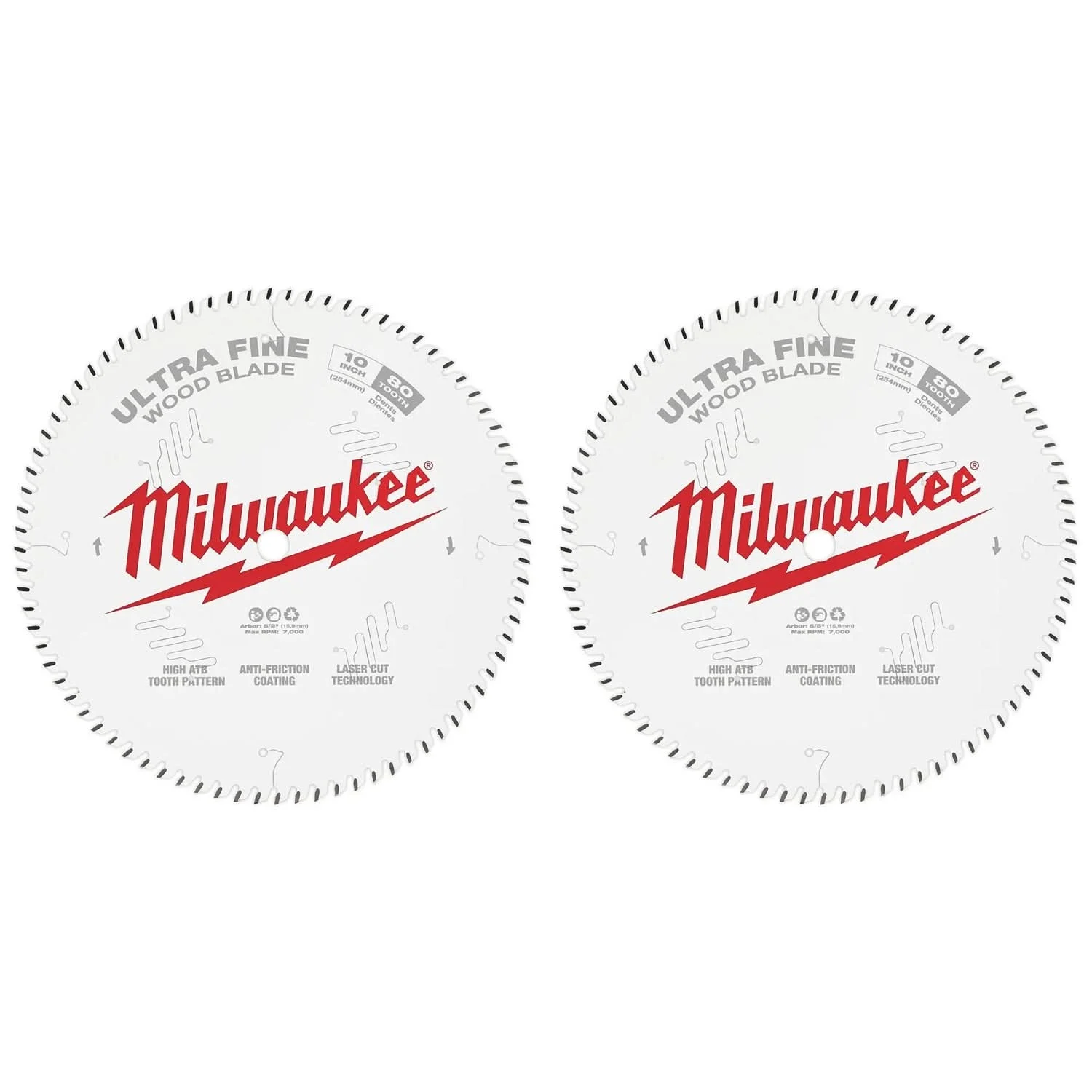 Milwaukee 10 in. 80-Tooth Ultra Fine Finish Circular Saw Blade (2-Pack)
