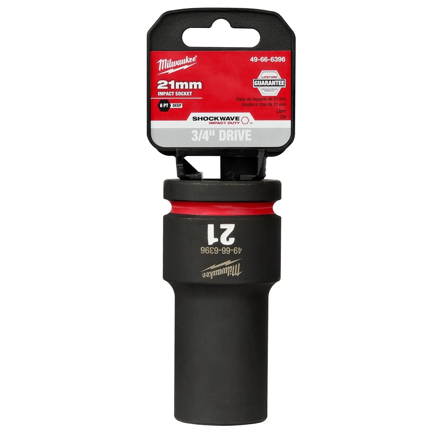 Milwaukee 49-66-6396 SHOCKWAVE Impact Duty 3/4-Inch Drive 21MM Deep 6 Point Socket
