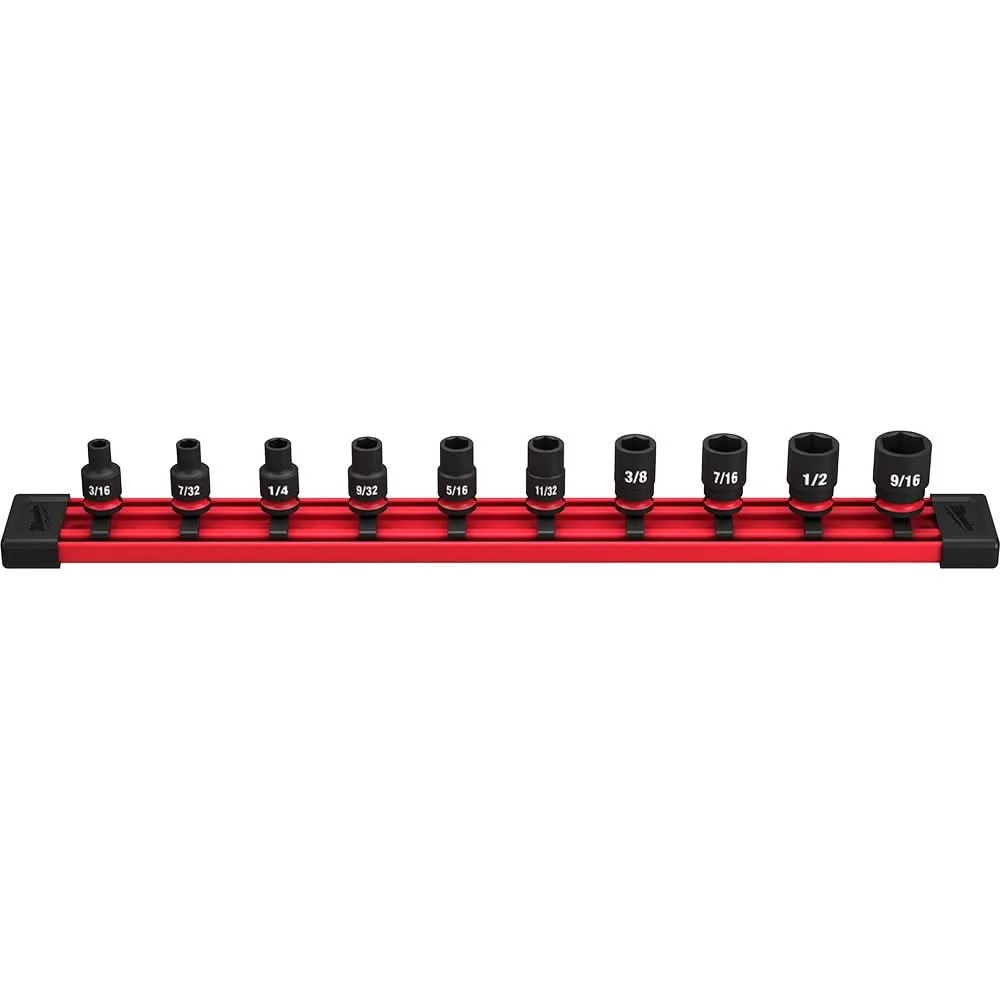 Milwaukee 10-Piece SHOCKWAVE 1/4-Inch SAE Standard 6-Point Impact Duty Socket Set