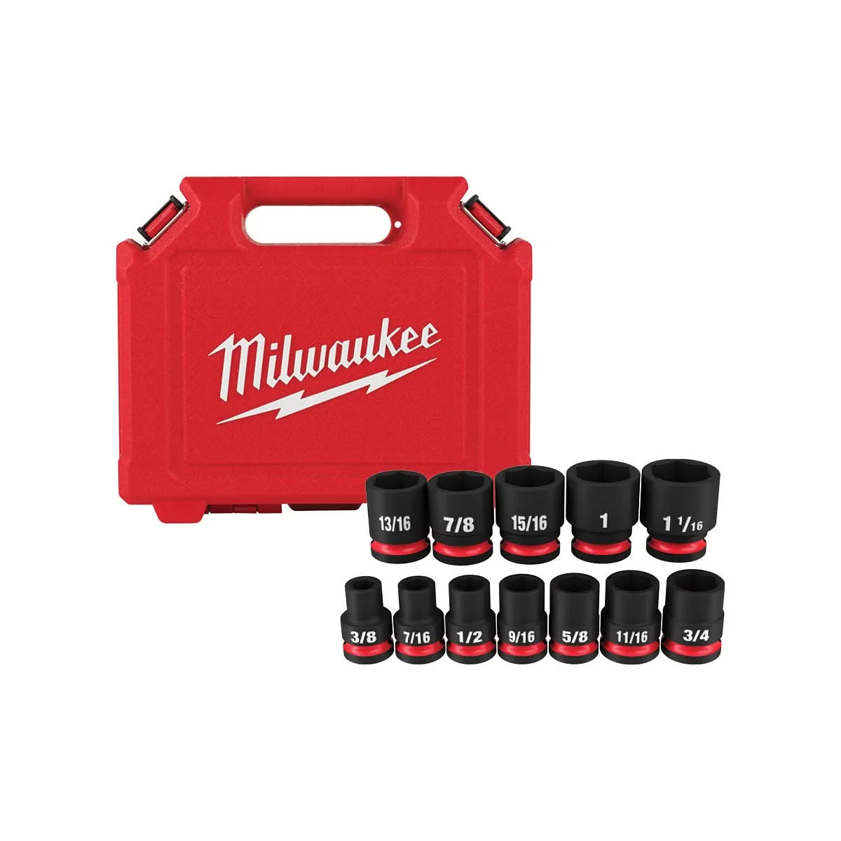 Milwaukee 12-Piece SHOCKWAVE 1/2-Inch Drive SAE Standard 6-Point Impact Duty Socket Set