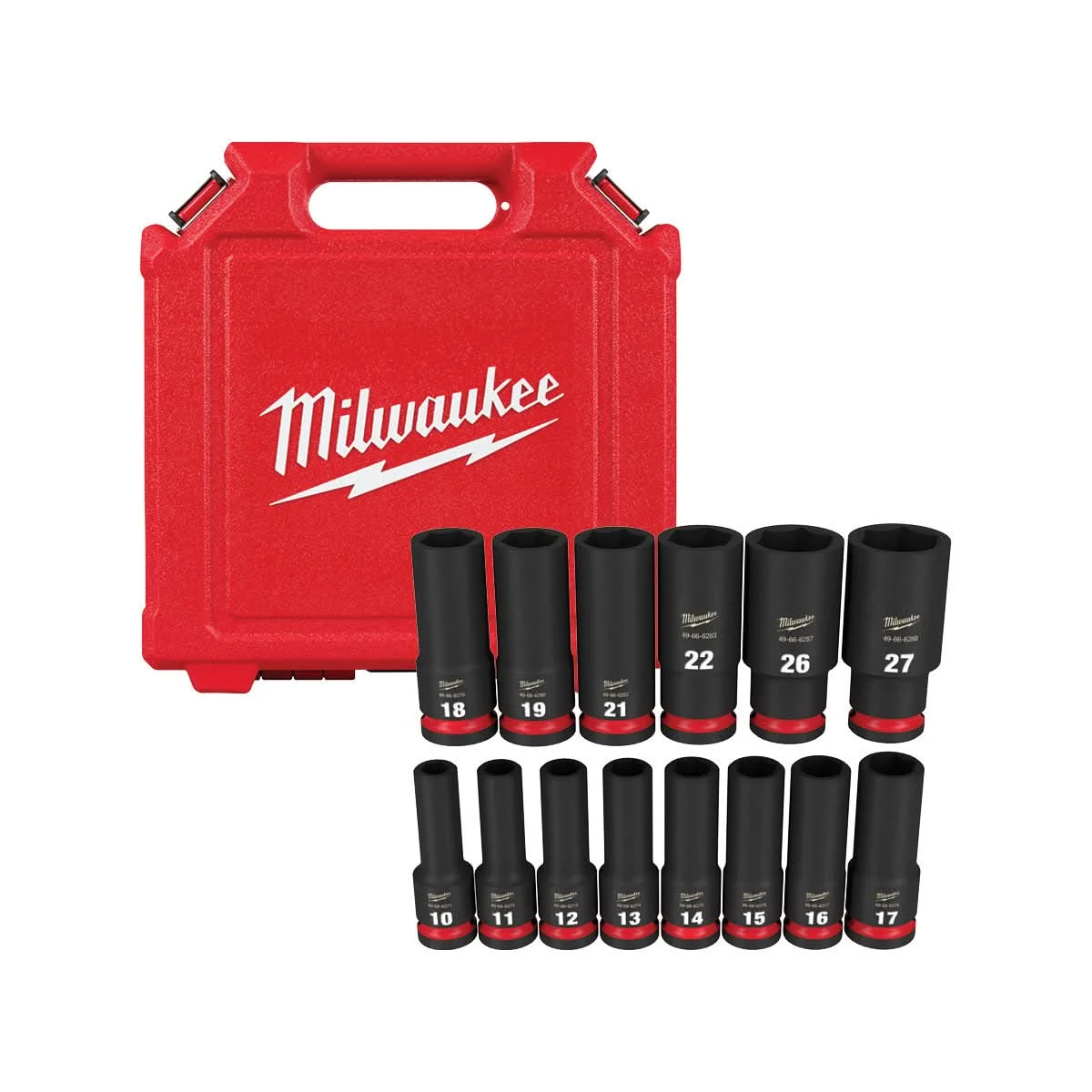 Milwaukee PROMO 14-Piece SHOCKWAVE 1/2-Inch Drive Metric Deep 6-Point Impact Duty Socket Set