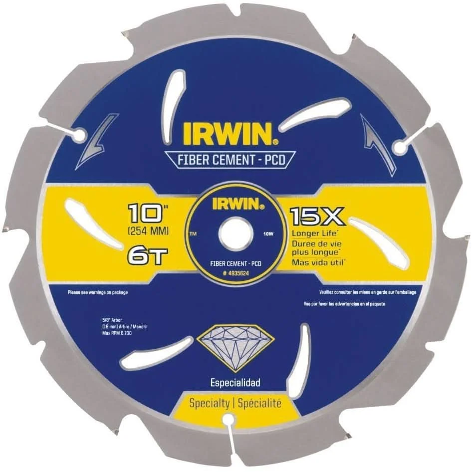 Irwin 4935624 PCD Fiber Cement Blade 10 in. 6T