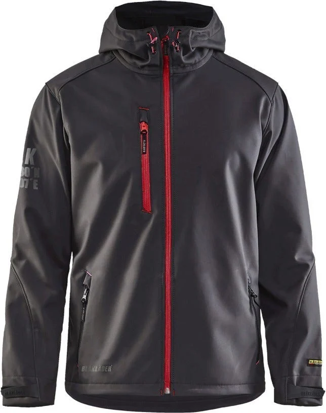 Blaklader 49392517 Pro Softshell Jacket, Dark Grey / Red