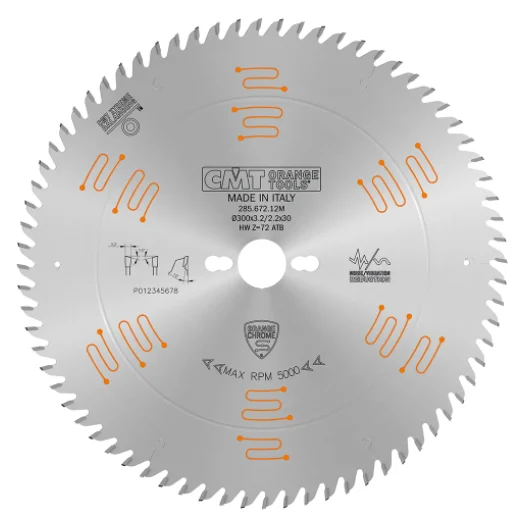 CMT 285.672.12M,11'' + 13/16'',Industrial Low Noise & Chrome Coated Circular Saw Blades With ATB Grind